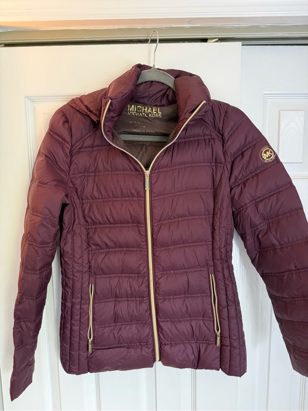 Michael Kors Women's Wine Quilted Packable Puffer Jacket